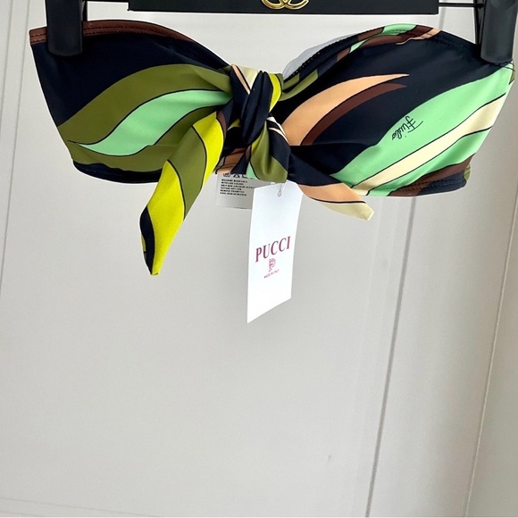 Emilio Pucci Black Multicolor Wave-Print Bikini Top and Bottom - Picture 6 of 6